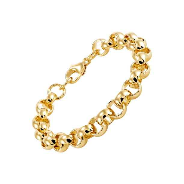 7.5 INCHES MADE IN ITALY 9K YELLOW GOLD BRACELET WITH WHITE PEARLS 7 MM 19 CM 